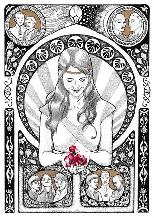 Total price: 100,- EUR (Half-body: 40,- EUR; A4 format: +20,- EUR; Additional characters: +40,- EUR)