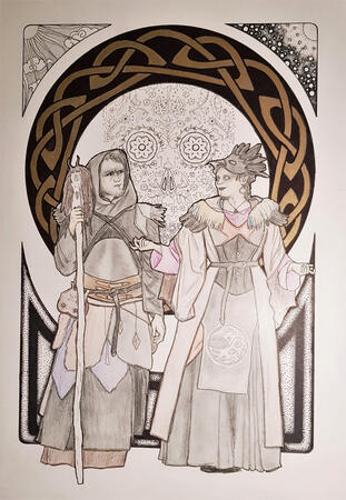 Total price: 105,- EUR (Full body: 50,- EUR; A3 format: +30,- EUR; Additional characters: +25,- EUR)